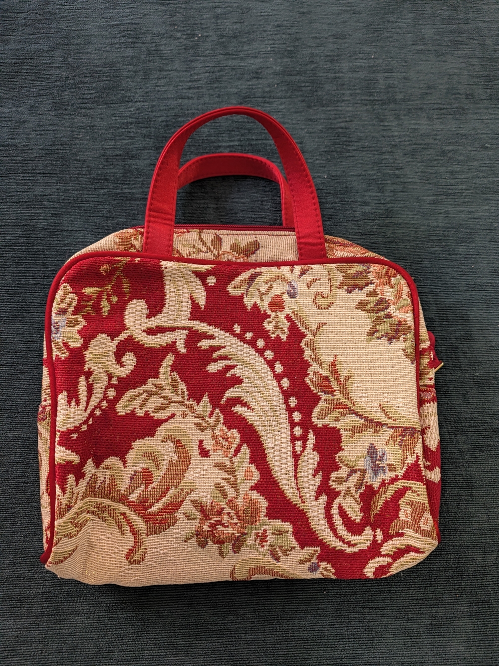 Red Floral Tapestry Make-up bag